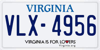 VA license plate VLX4956