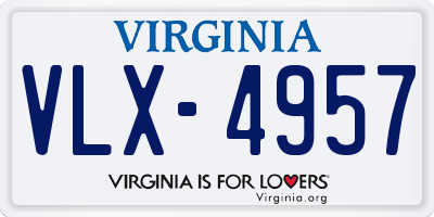 VA license plate VLX4957