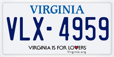 VA license plate VLX4959