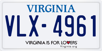 VA license plate VLX4961