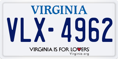 VA license plate VLX4962