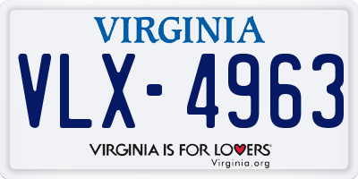 VA license plate VLX4963