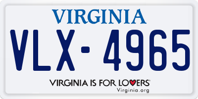 VA license plate VLX4965