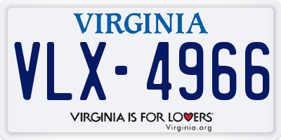 VA license plate VLX4966