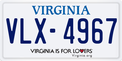 VA license plate VLX4967