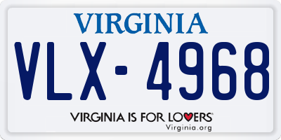 VA license plate VLX4968