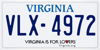 VA license plate VLX4972