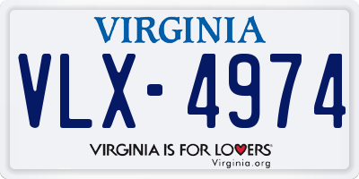 VA license plate VLX4974