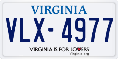 VA license plate VLX4977