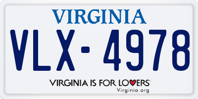 VA license plate VLX4978