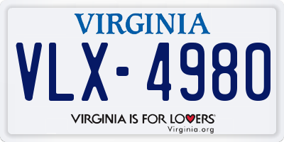 VA license plate VLX4980