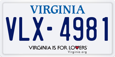 VA license plate VLX4981