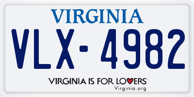 VA license plate VLX4982