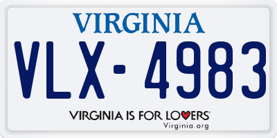 VA license plate VLX4983