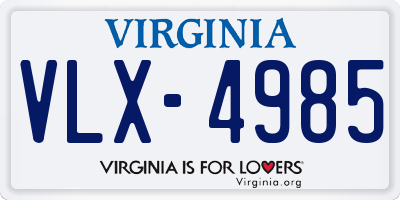 VA license plate VLX4985