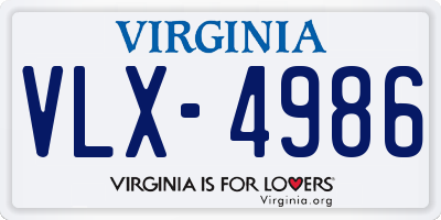 VA license plate VLX4986