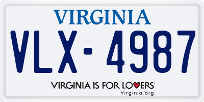 VA license plate VLX4987