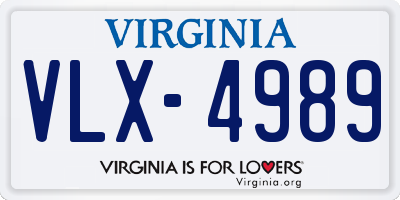 VA license plate VLX4989