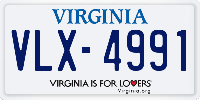 VA license plate VLX4991