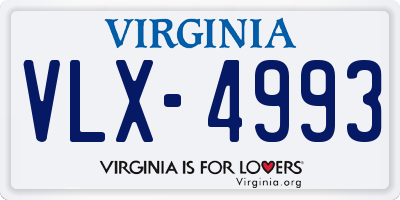 VA license plate VLX4993