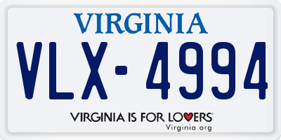 VA license plate VLX4994