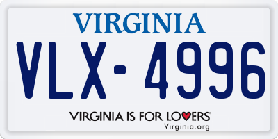 VA license plate VLX4996