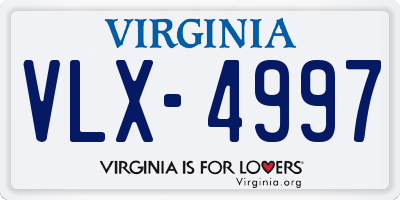 VA license plate VLX4997