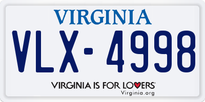 VA license plate VLX4998