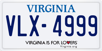 VA license plate VLX4999