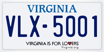 VA license plate VLX5001