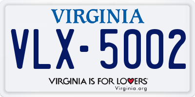 VA license plate VLX5002