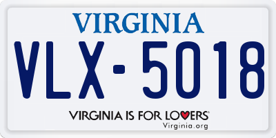 VA license plate VLX5018