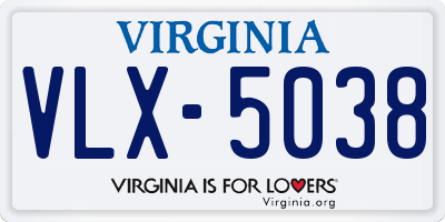 VA license plate VLX5038