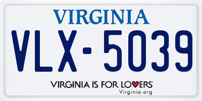 VA license plate VLX5039