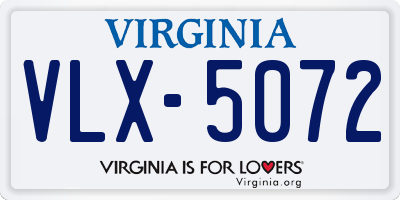 VA license plate VLX5072