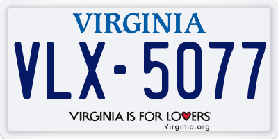 VA license plate VLX5077