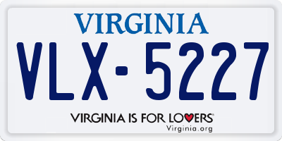 VA license plate VLX5227