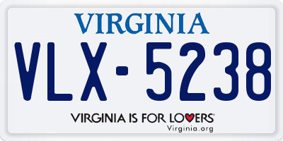 VA license plate VLX5238