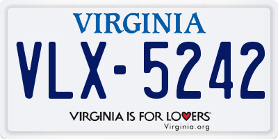 VA license plate VLX5242