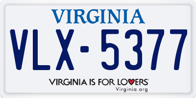 VA license plate VLX5377