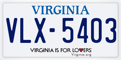 VA license plate VLX5403