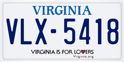 VA license plate VLX5418