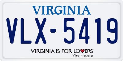 VA license plate VLX5419