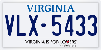 VA license plate VLX5433