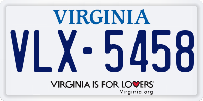 VA license plate VLX5458