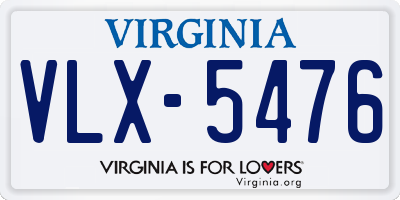 VA license plate VLX5476