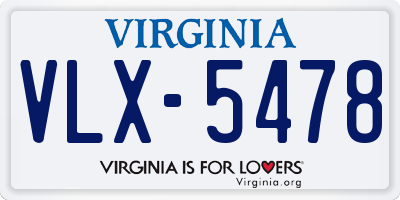 VA license plate VLX5478