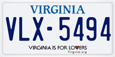 VA license plate VLX5494