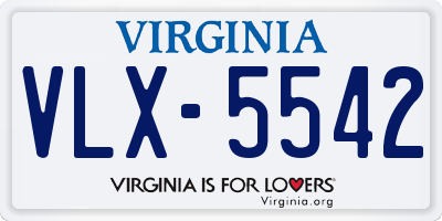 VA license plate VLX5542