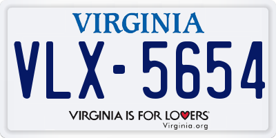 VA license plate VLX5654